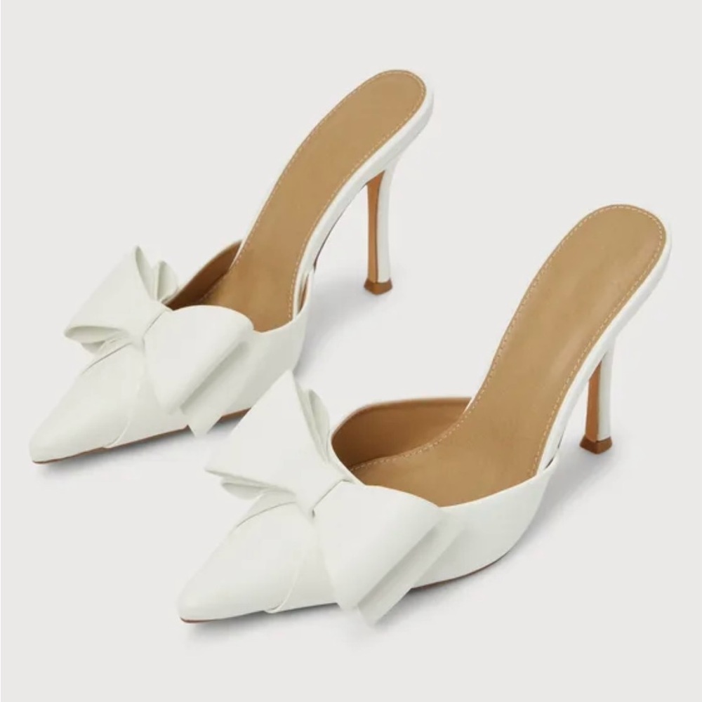 Lulu's Elegant White Bow Heels